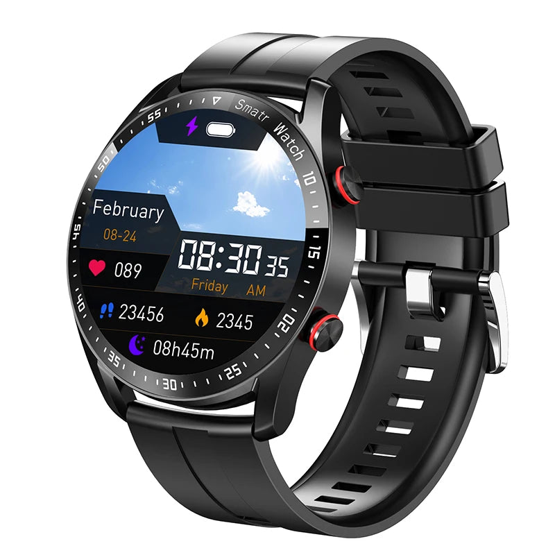 ECG+PPG Bluetooth Call Smart Watch for Men, 1.28" Round Color Display, Blood Pressure Monitoring, Fitness Tracker, Waterproof Sports Smartwatch with Box