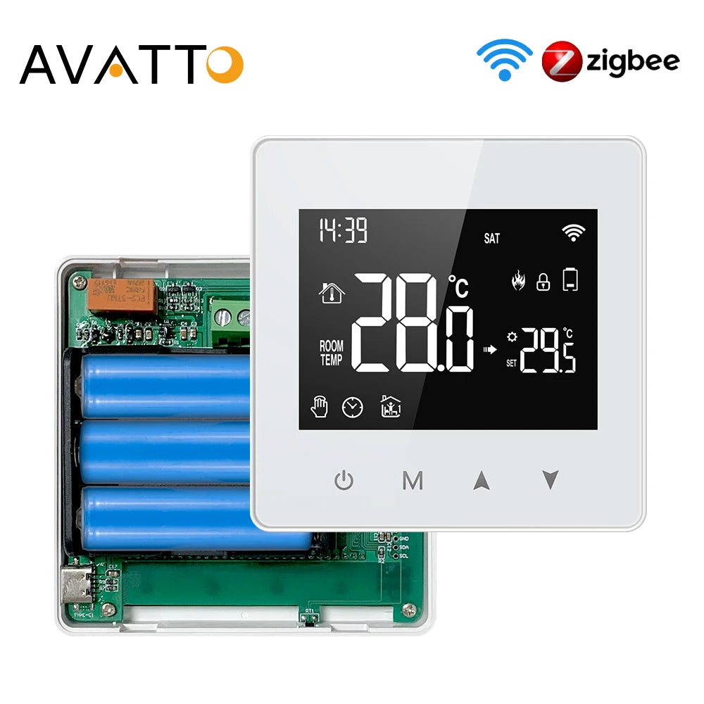 Tuya Smart WiFi/ZigBee Thermostat for Water & Gas Boilers – Battery Powered, Programmable, Alexa & Google Home Compatible, Precise Temperature Control