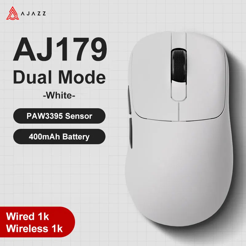 AJAZZ AJ179 PRO PAW3395 Gaming Mouse – 2.4GHz Wireless & Wired, Magnetic Charging Base, Ergonomic Design, 26K DPI, Macro Function for PC & Laptop