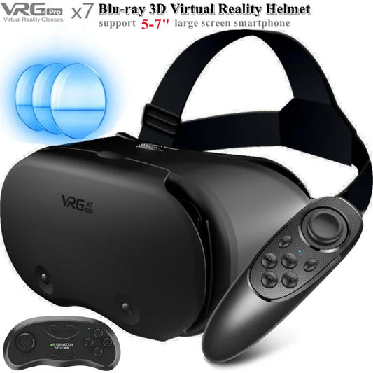 VRGpro X7 Virtual Reality 3D Glasses – Immersive VR Experience for IOS & Android 5-7" Smartphones, Wireless Rocker Gamepad Compatible, Blu-ray Lens