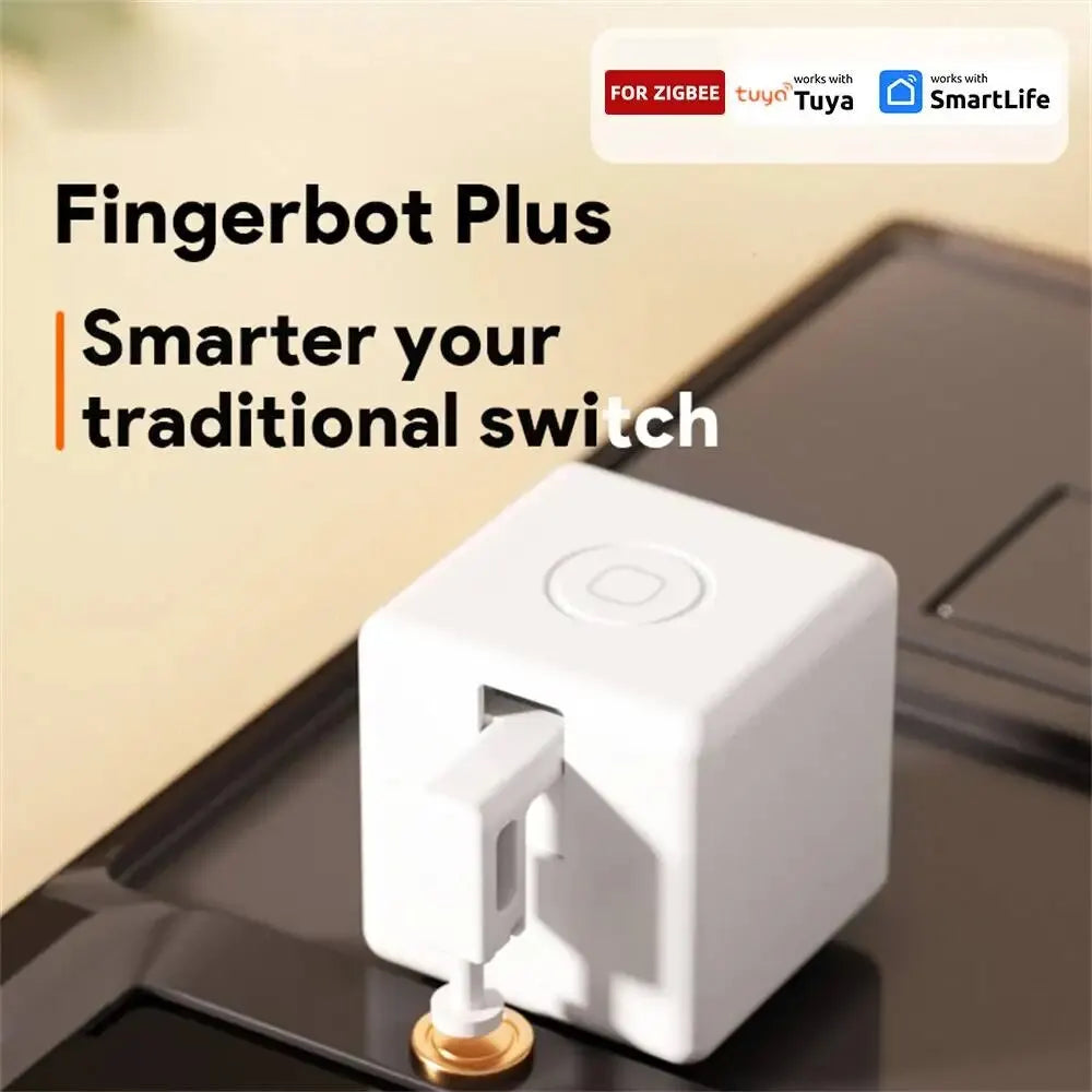 Tuya Zigbee Fingerbot Plus Smart Switch Button Pusher, Voice Control, Timed Schedules, Works with Alexa & Google Assistant, Smart Life Compatible