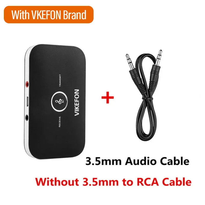 Bluetooth 5.0 Audio Transmitter & Receiver, Wireless 3.5mm AUX, RCA USB Dongle, Stereo Music Adapter for Car, PC, TV, Headphones