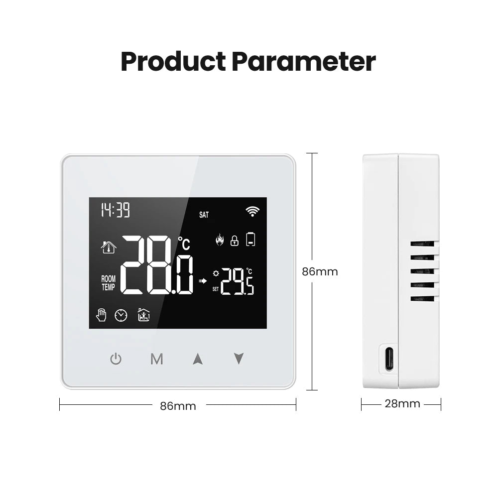 Tuya Smart WiFi/ZigBee Thermostat for Water & Gas Boilers – Battery Powered, Programmable, Alexa & Google Home Compatible, Precise Temperature Control