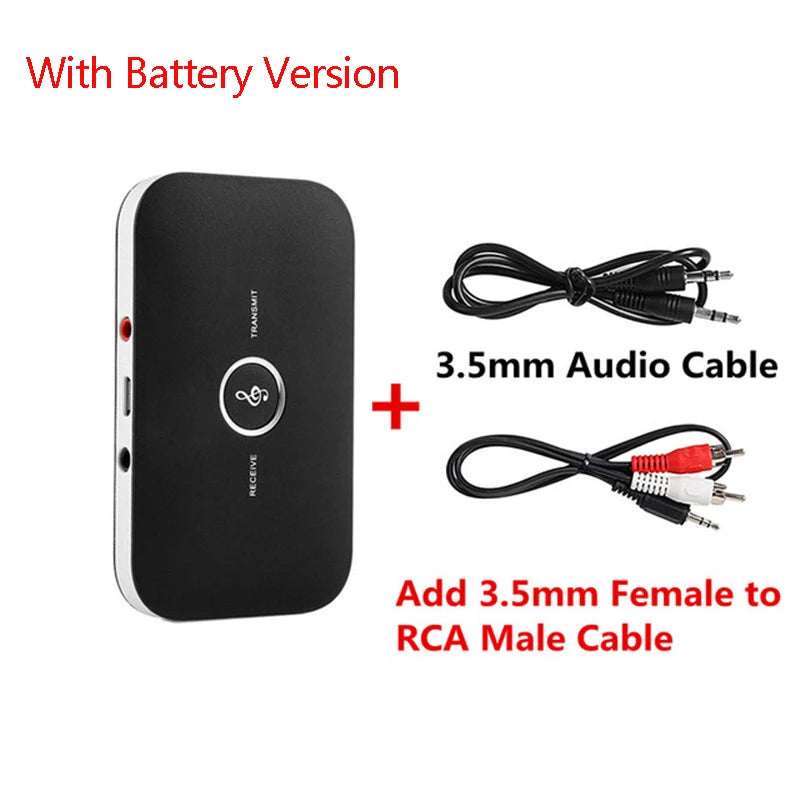 Bluetooth 5.0 Audio Transmitter & Receiver, Wireless 3.5mm AUX, RCA USB Dongle, Stereo Music Adapter for Car, PC, TV, Headphones