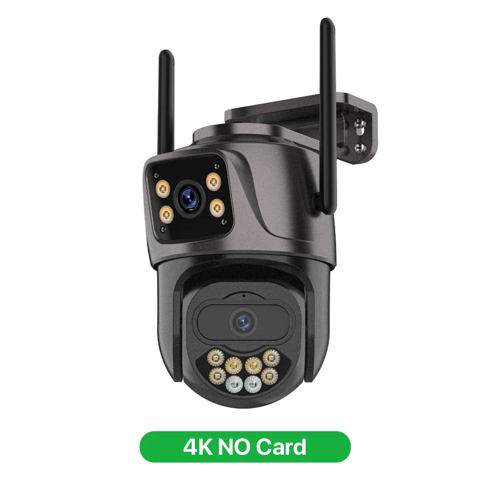 6K 9MP HD Outdoor PTZ Camera – Triple Lens, WiFi, Auto Tracking, 8X Zoom, Color Night Vision, Two-Way Audio, iCSee App, IP66 Waterproof