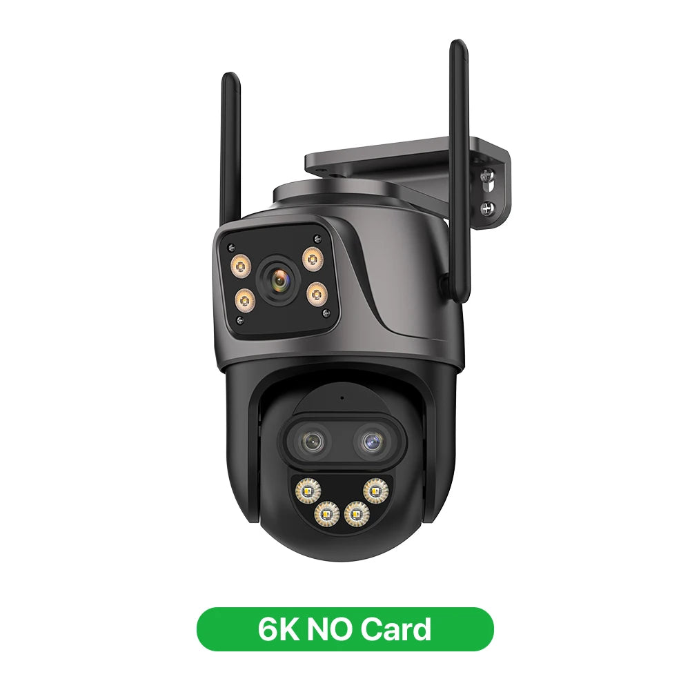 6K 9MP HD Outdoor PTZ Camera – Triple Lens, WiFi, Auto Tracking, 8X Zoom, Color Night Vision, Two-Way Audio, iCSee App, IP66 Waterproof