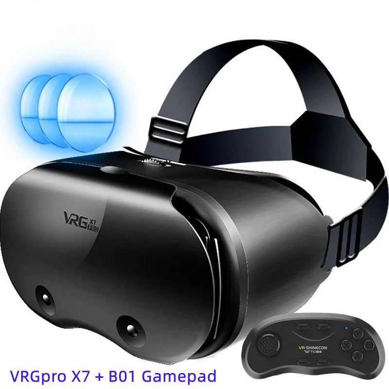 VRGpro X7 Virtual Reality 3D Glasses – Immersive VR Experience for IOS & Android 5-7" Smartphones, Wireless Rocker Gamepad Compatible, Blu-ray Lens