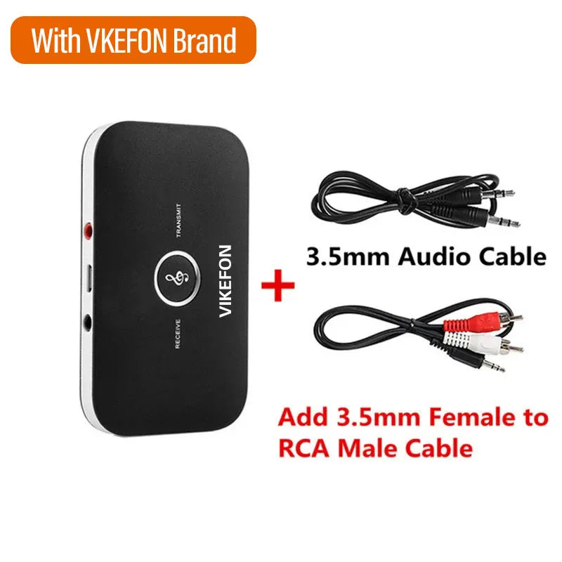 Bluetooth 5.0 Audio Transmitter & Receiver, Wireless 3.5mm AUX, RCA USB Dongle, Stereo Music Adapter for Car, PC, TV, Headphones