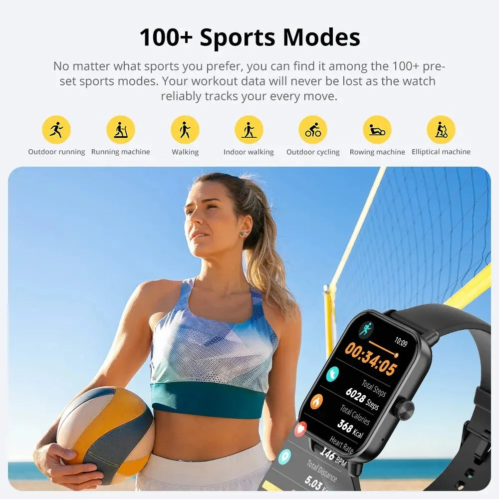 2025 Voice Calling Smart Watch, 1.9" HD Display, 100+ Sports Modes, 24H Health Monitoring, IP68 Waterproof, Bluetooth Connectivity, Customizable Watch Faces