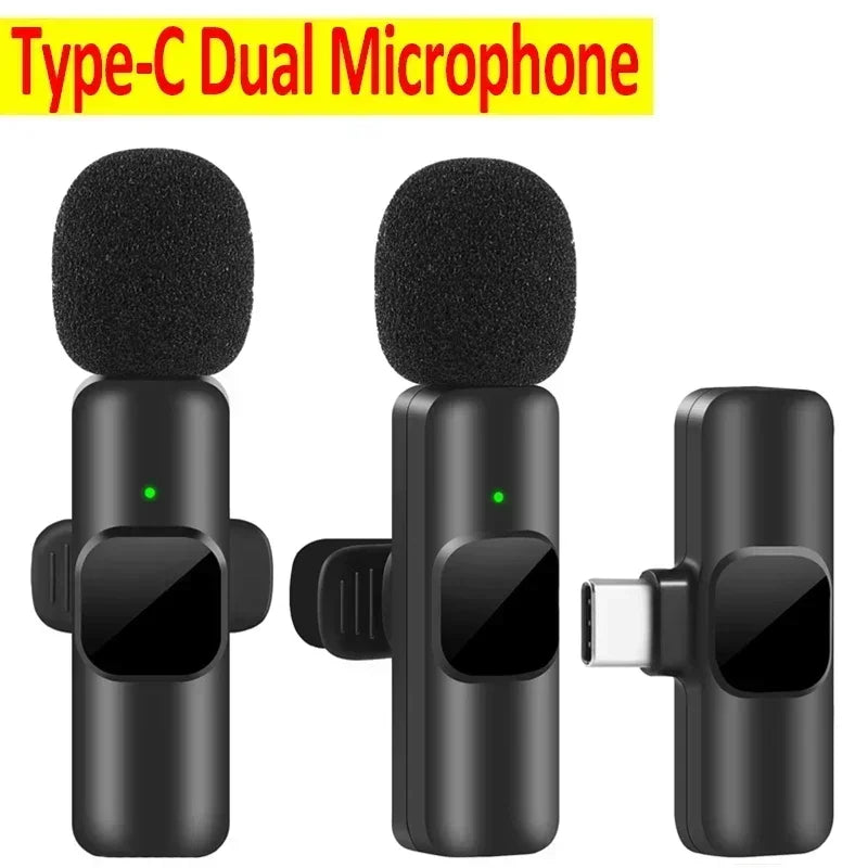 NEW Wireless Lavalier Microphone Audio Video Recording Mini Mic For iPhone Android Laptop Live Gaming Mobile Phone Microphone