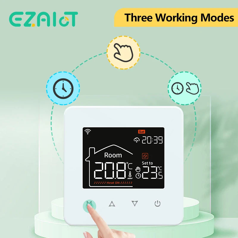 Smart WiFi Thermostat for Floor Heating & Gas Boiler – Tuya Smart Home Temperature Controller, Alexa & Google Home Compatible, Programmable Touch Control