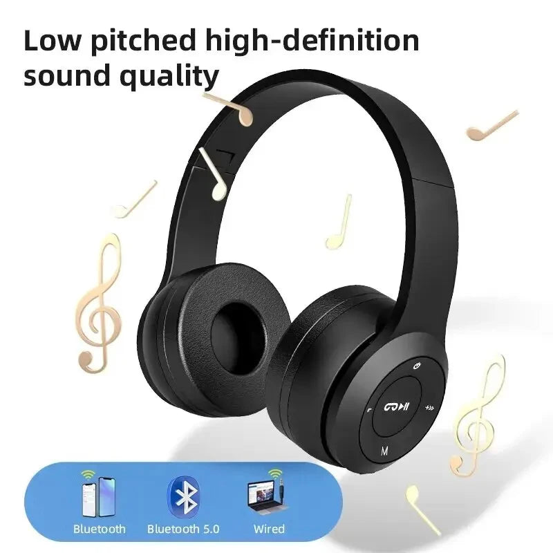 Briame Stereo P47 Bluetooth Headset – Wireless 5.0 Sports Gaming Headphones, Foldable Over-Ear Design with Microphone & Volume Control