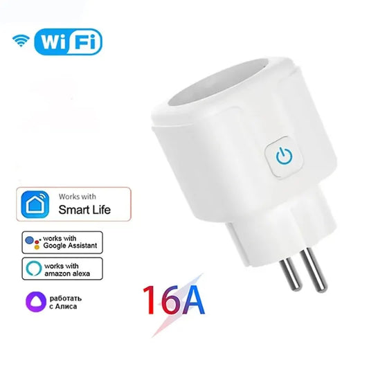 WiFi Smart Socket EU Plug – 16/20A Power Monitor, Remote Control via SmartLife APP, Works with Alexa, Google Assistant & Yandex Alice