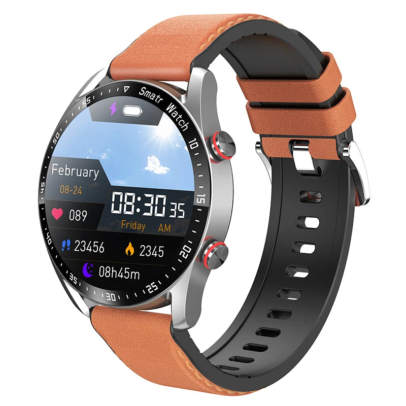 ECG+PPG Bluetooth Call Smart Watch for Men, 1.28" Round Color Display, Blood Pressure Monitoring, Fitness Tracker, Waterproof Sports Smartwatch with Box