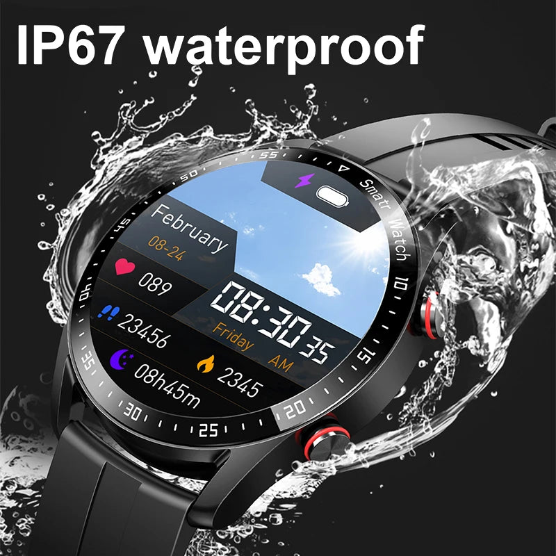 ECG+PPG Bluetooth Call Smart Watch for Men, 1.28" Round Color Display, Blood Pressure Monitoring, Fitness Tracker, Waterproof Sports Smartwatch with Box