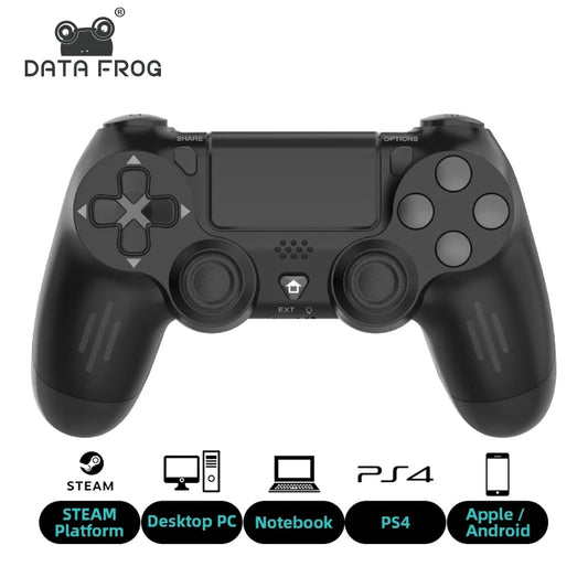 DATA FROG Bluetooth Game Controller for PS4, PS4 Slim, PS4 Pro, PC, iOS & Android - Wireless Gamepad with Dual Vibration Joystick