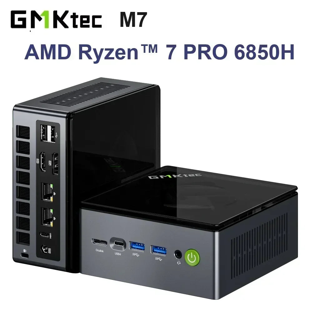 GMKtec M7 AMD Ryzen 7 Pro 6850H MINI PC WIFI6 BT5.2 Windows 11 DDR5 32GB 500GB NVME SSD 2*2.5G Lan Desktop Gaming Computer