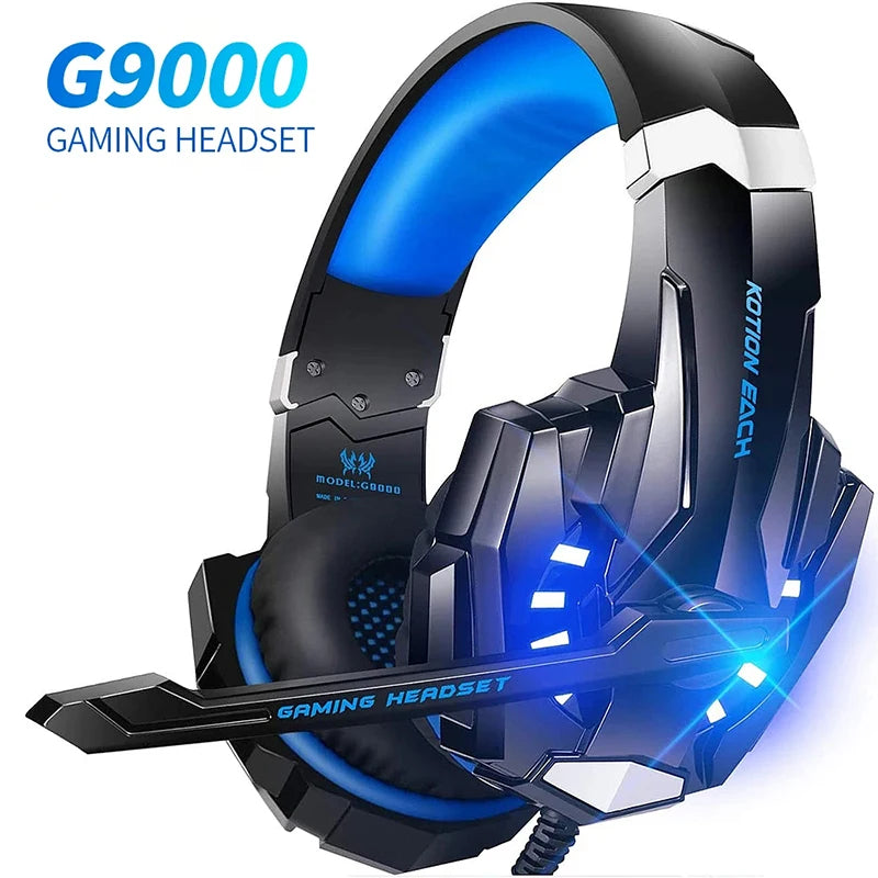 XMSJ G9000 Gaming Headset – Wired Over-Ear Headphones with Deep Bass, LED Light, Microphone & Volume Control for PS4, PS5, Xbox, Switch, PC