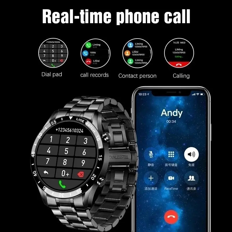 2025 Smart Watch for Men, Full Circle Touch Screen, Bluetooth Call, Waterproof Sports Fitness Tracker, Heart Rate, Blood Pressure Monitoring, 1.3" OLED Display, Long Battery Life