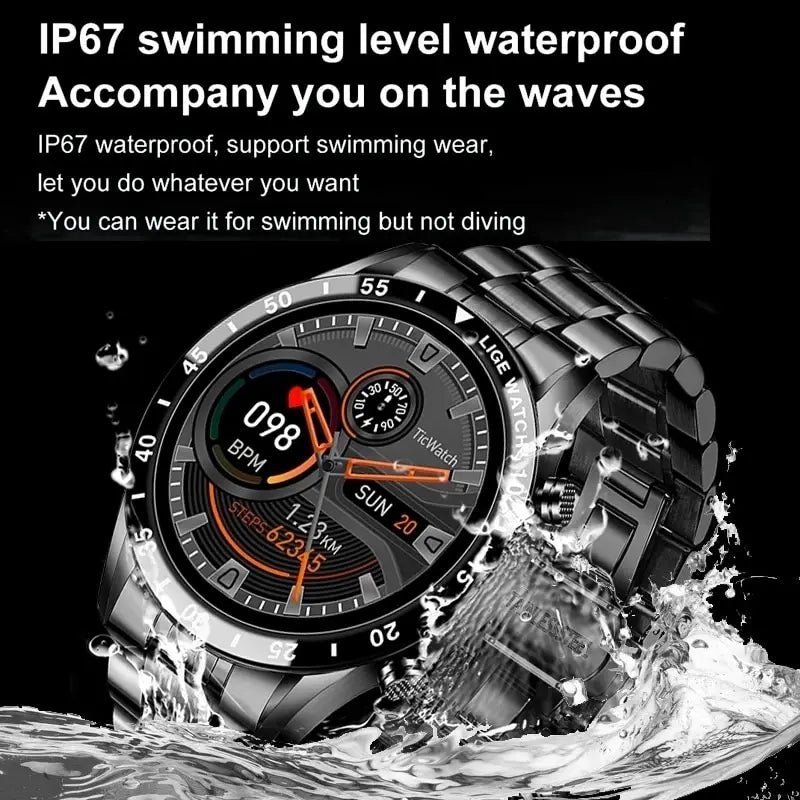 2025 Smart Watch for Men, Full Circle Touch Screen, Bluetooth Call, Waterproof Sports Fitness Tracker, Heart Rate, Blood Pressure Monitoring, 1.3" OLED Display, Long Battery Life