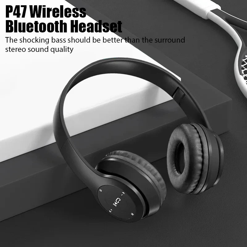 Briame Stereo P47 Bluetooth Headset – Wireless 5.0 Sports Gaming Headphones, Foldable Over-Ear Design with Microphone & Volume Control