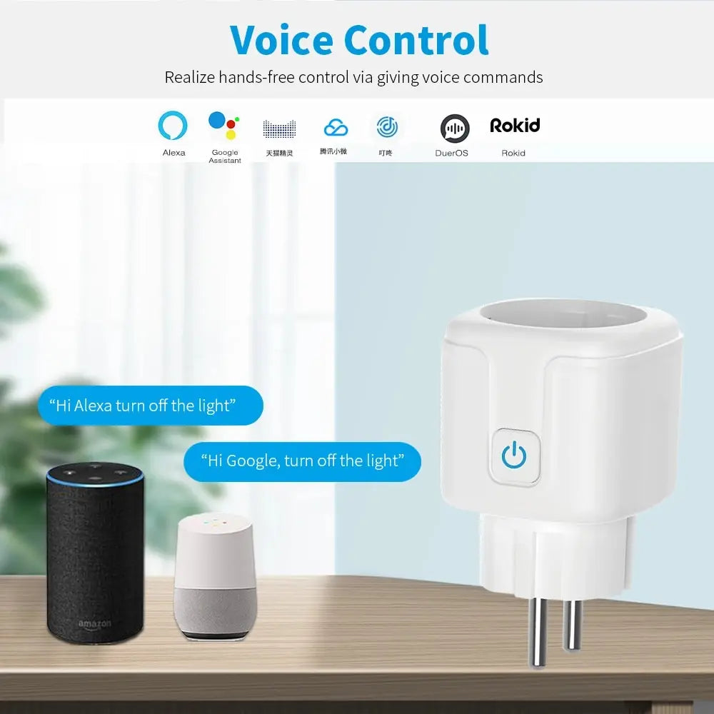 WiFi Smart Socket EU Plug – 16/20A Power Monitor, Remote Control via SmartLife APP, Works with Alexa, Google Assistant & Yandex Alice