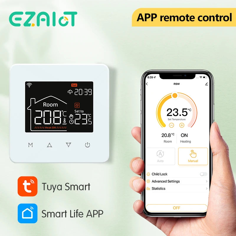 Smart WiFi Thermostat for Floor Heating & Gas Boiler – Tuya Smart Home Temperature Controller, Alexa & Google Home Compatible, Programmable Touch Control