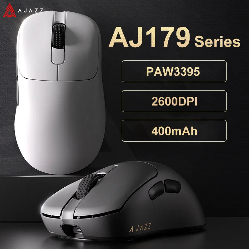 AJAZZ AJ179 PRO PAW3395 Gaming Mouse – 2.4GHz Wireless & Wired, Magnetic Charging Base, Ergonomic Design, 26K DPI, Macro Function for PC & Laptop