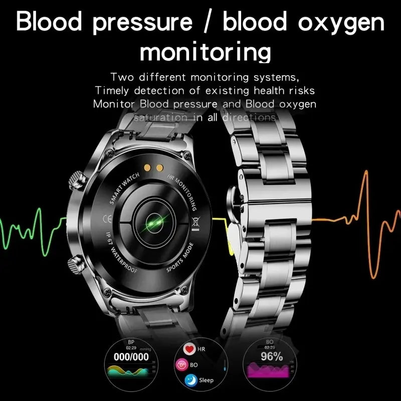 2025 Smart Watch for Men, Full Circle Touch Screen, Bluetooth Call, Waterproof Sports Fitness Tracker, Heart Rate, Blood Pressure Monitoring, 1.3" OLED Display, Long Battery Life