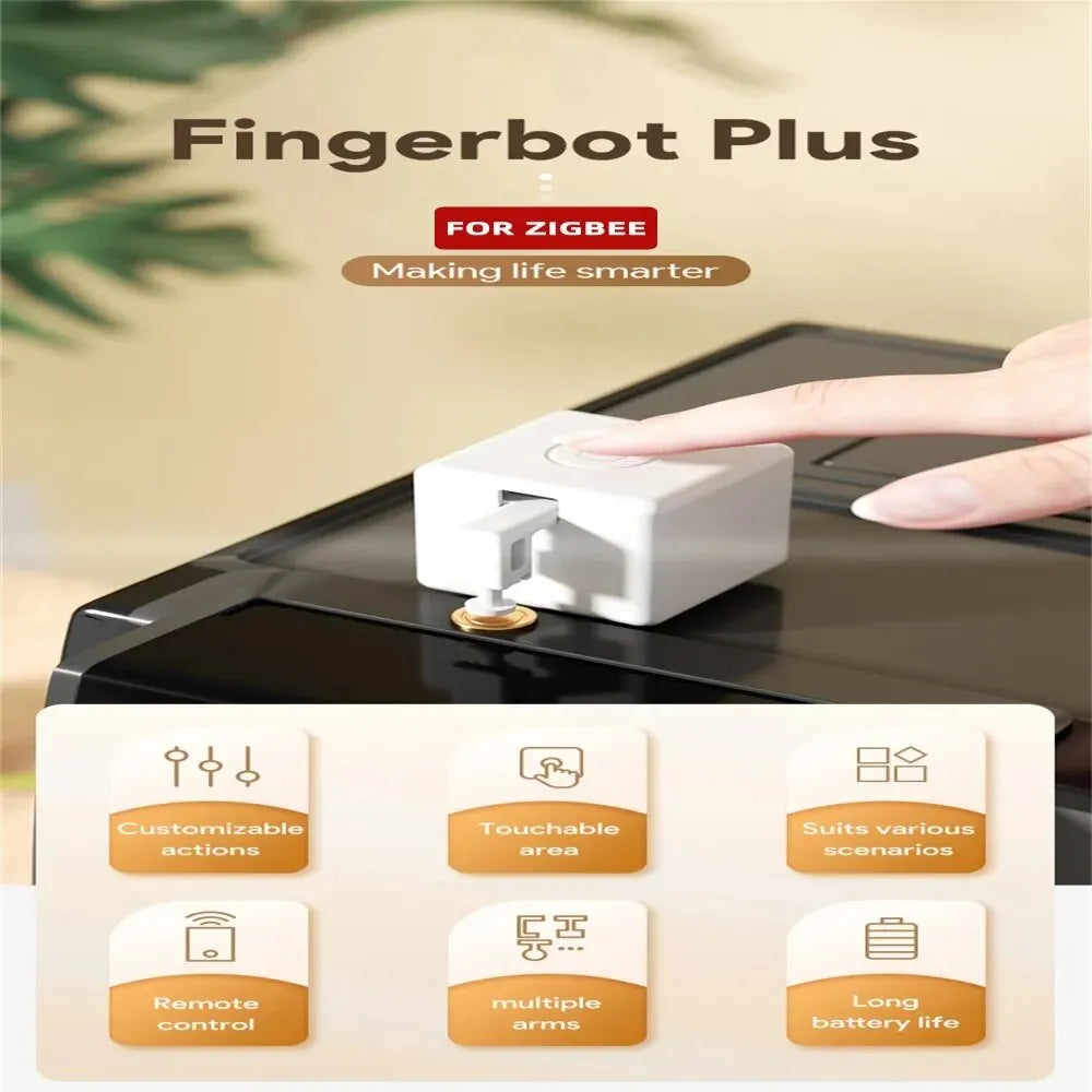 Tuya Zigbee Fingerbot Plus Smart Switch Button Pusher, Voice Control, Timed Schedules, Works with Alexa & Google Assistant, Smart Life Compatible