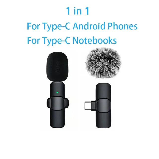 Wireless Lavalier Mic Audio Video Recording Mini Replaceable Windproof Fleece Microphone for vlog YouTube Shooting Microphone