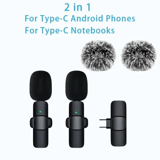 Wireless Lavalier Mic Audio Video Recording Mini Replaceable Windproof Fleece Microphone for vlog YouTube Shooting Microphone