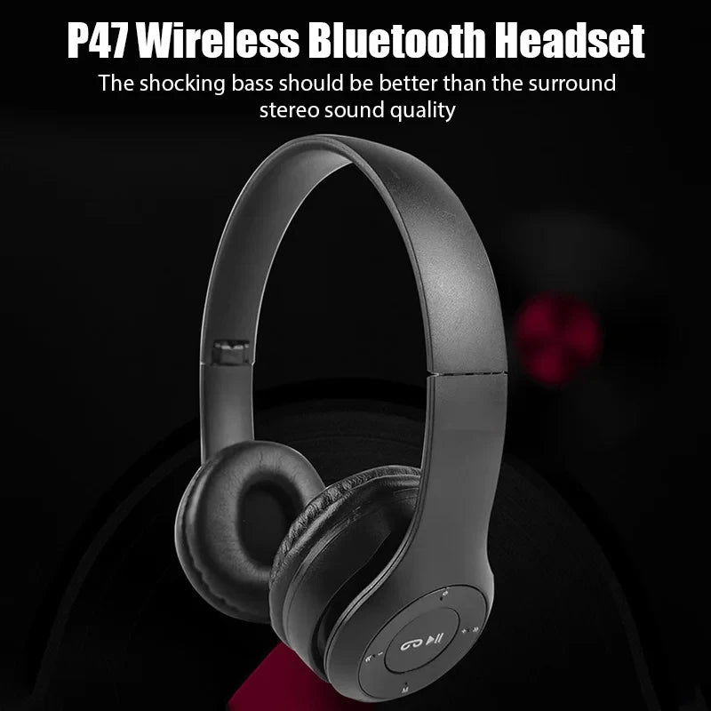 Briame Stereo P47 Bluetooth Headset – Wireless 5.0 Sports Gaming Headphones, Foldable Over-Ear Design with Microphone & Volume Control