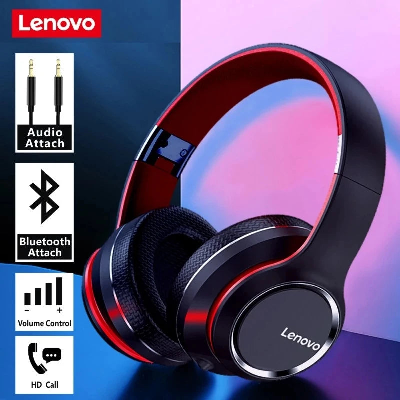 Lenovo HD200 Bluetooth Earphones – Over-Ear Foldable Wireless Headphones with Active Noise Cancellation, HIFI Stereo, and Gaming Mic