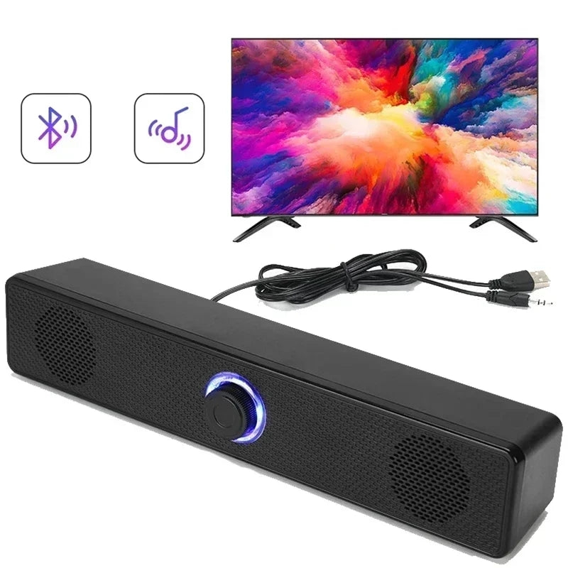 Wired & Wireless Bluetooth PC Soundbar – USB Powered 3D Surround Audio for TV, PC, Laptop, Gaming, and Home Theater