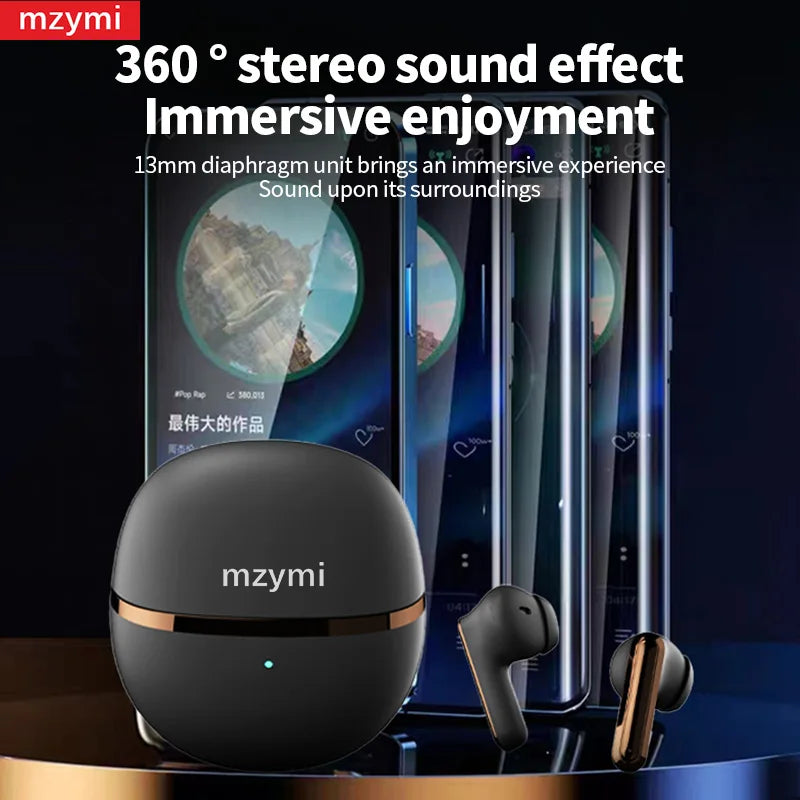 mzymi A34 New Earbuds In Ear Wireless Bluetooth5.3 Headphone HiFi Stereo Sound Headset HD Call Built-in Mic For XIAOMI