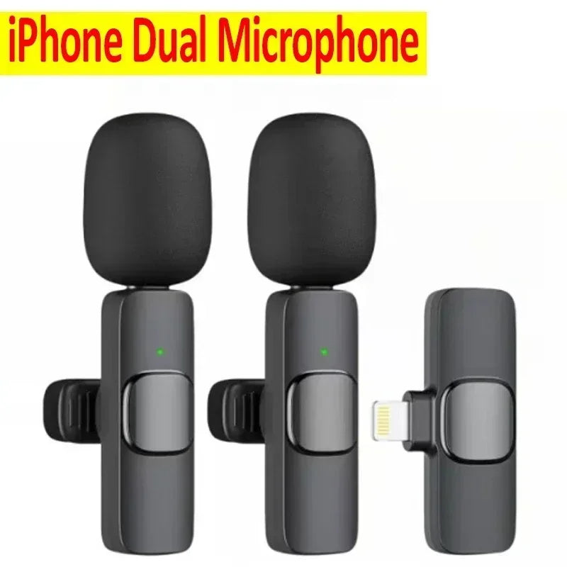 NEW Wireless Lavalier Microphone Audio Video Recording Mini Mic For iPhone Android Laptop Live Gaming Mobile Phone Microphone