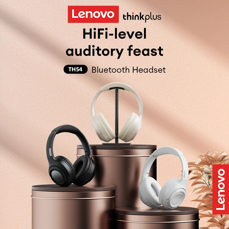 Lenovo TH54 Wireless Bluetooth 5.4 Gaming Headphones 40mm Driver Noise Canceling Stereo Bass Over-Ear Headset With Mic For TV PC