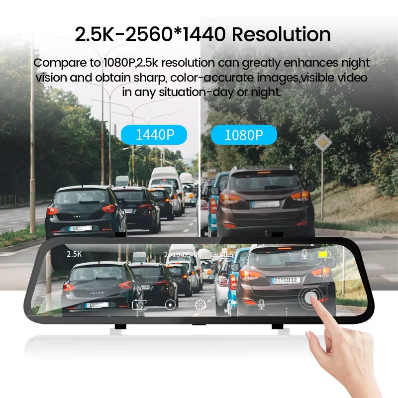 Dashcam 12 Inch Touch Screen Car Room Mirror Video Recorder Dash Cam for Cars DVR with Sony Rearview Camera Car Black Box