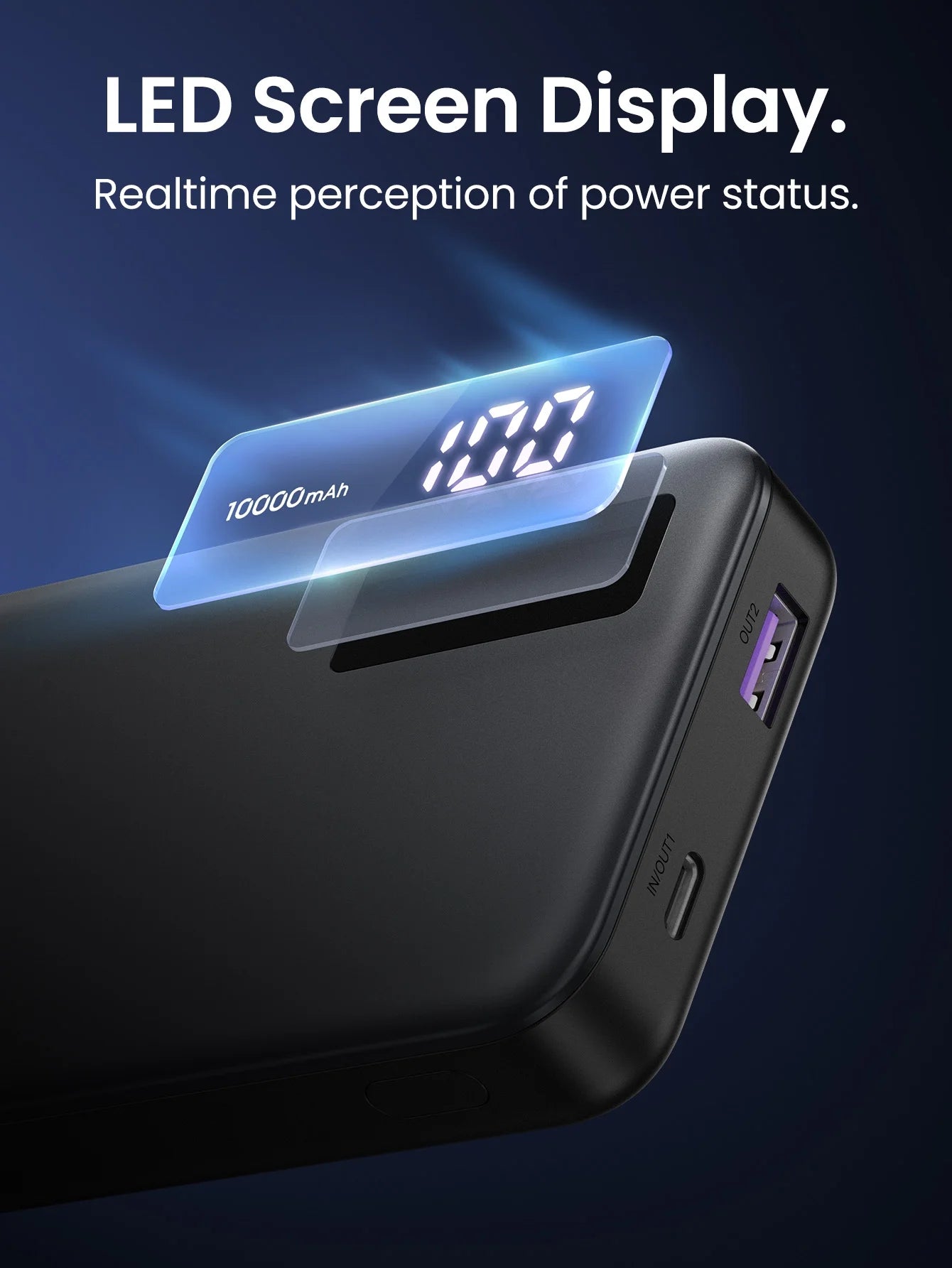 10000Mah Power Bank, 20W Fast Portable Charger for Iphone, Black